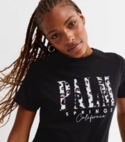New Look Black Leopard Print Palm Springs Logo T-Shirt